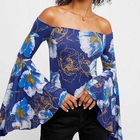 FREE PEOPLE WTF printed birds of paradise top Sz S NEW - Picture 1 of 11